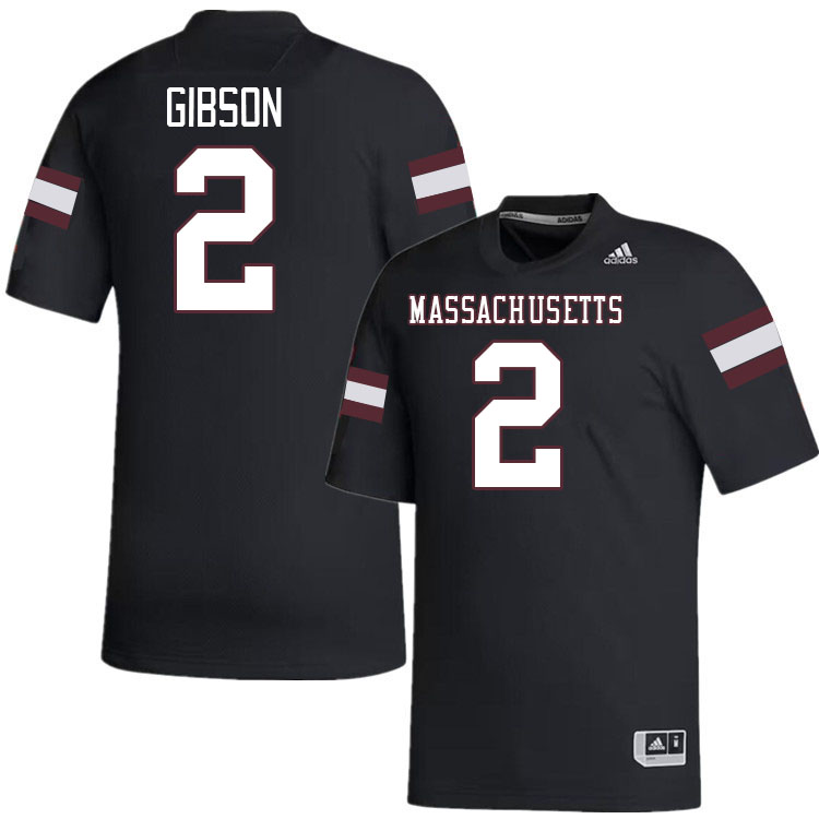 Massachusetts Minutemen #2 Jacquon Gibson College Football Jerseys Stitched-Black